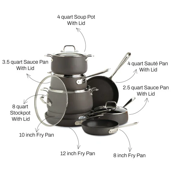 All-Clad E113SB64 | HA1 Hard Anodized Nonstick 13-Piece Cookware Set - Image 10