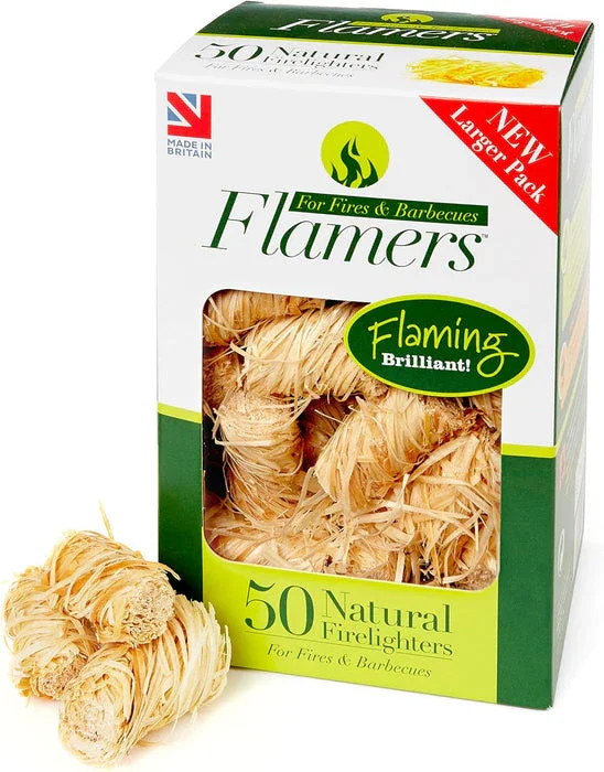 Flamers FLA50 | Flamers Natural Firelighters | 8-10 Minute Burn